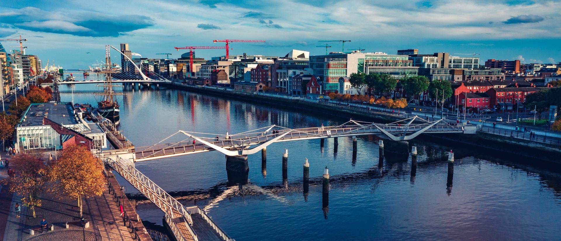 Les quais de la Liffey et le pont Samuel Beckett à Dublin